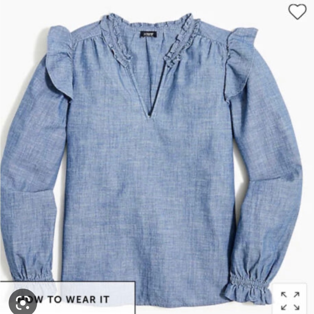 JCrew Chambray Ruffle Top - Picture 9 of 9